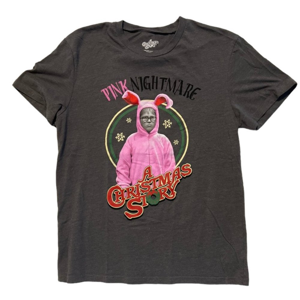 A Christmas Story Pink Nightmare‎ Grey Cotton Blend T-shirt Size M